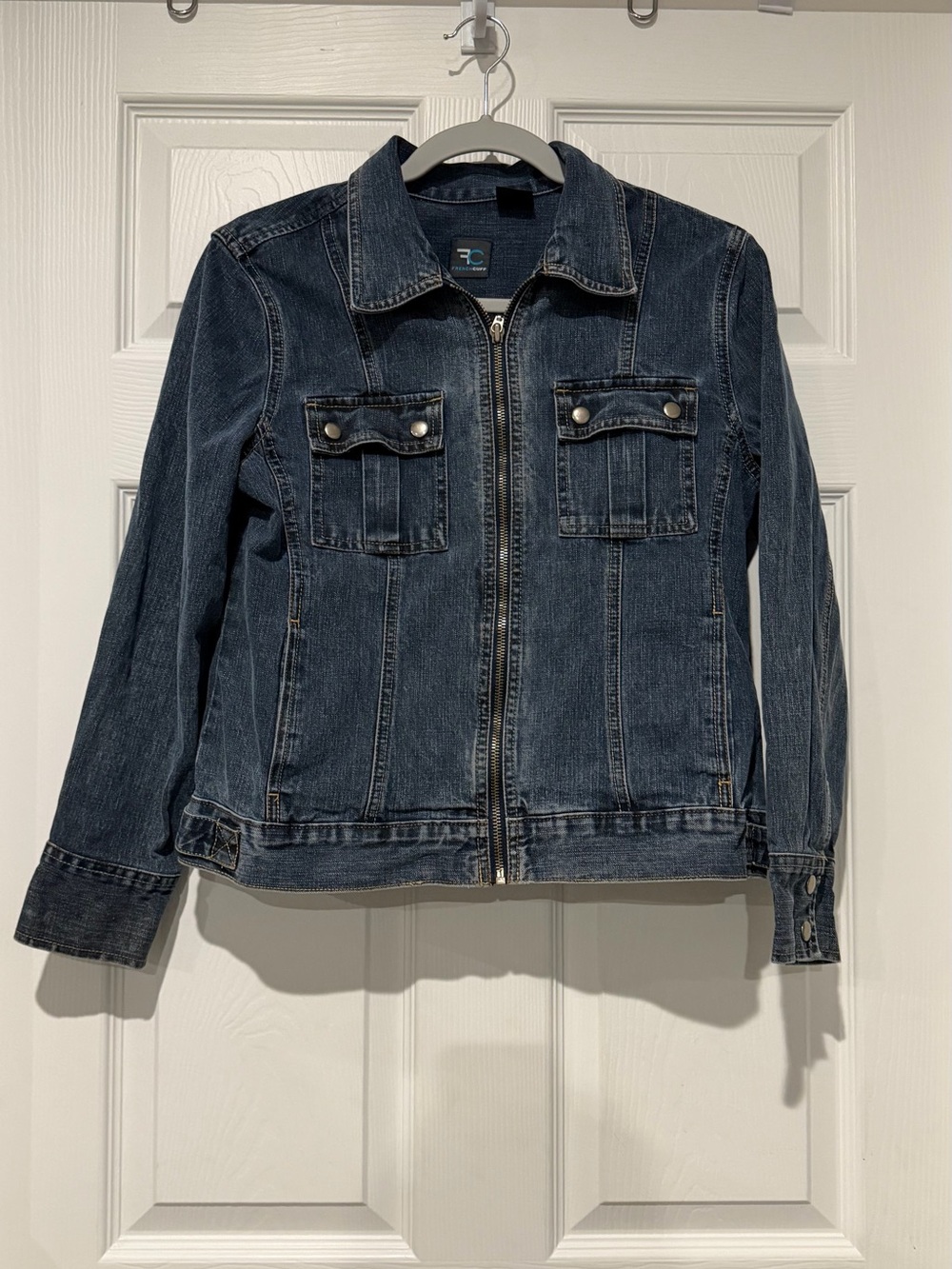 French Cuff Indigo Denim Zip Jacket